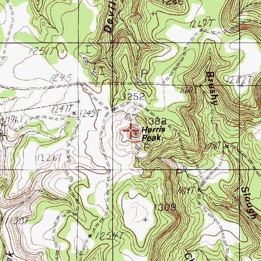 Topographic Map of Harris Peak, TX