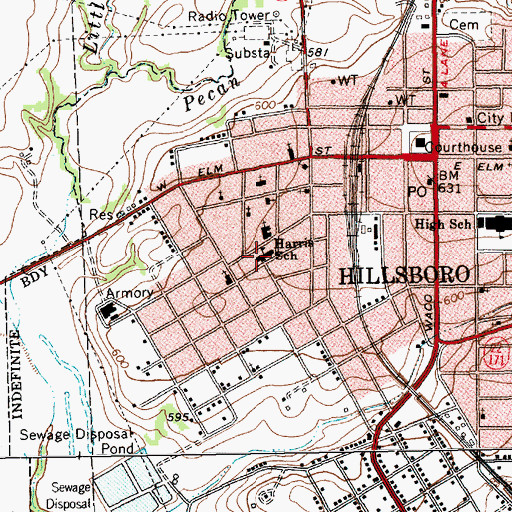 Topographic Map of Harris School, TX