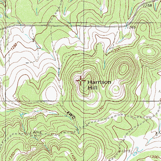 Topographic Map of Harrison Hill, TX