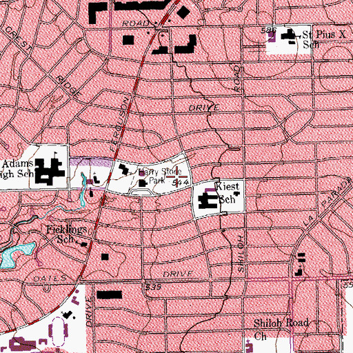 Topographic Map of Harry Stone Park, TX