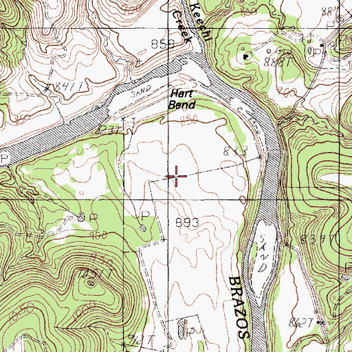 Topographic Map of Hart Bend, TX