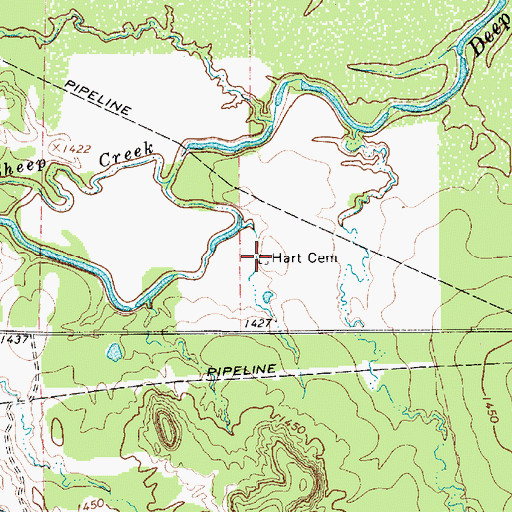 Topographic Map of Hart Cemetery, TX