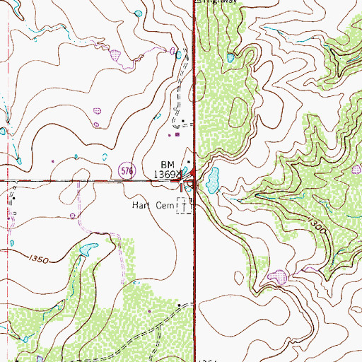 Topographic Map of Hart Cemetery, TX