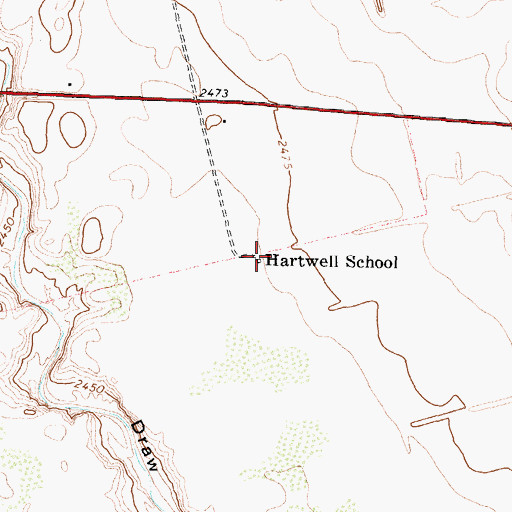 Topographic Map of Hartwell School, TX