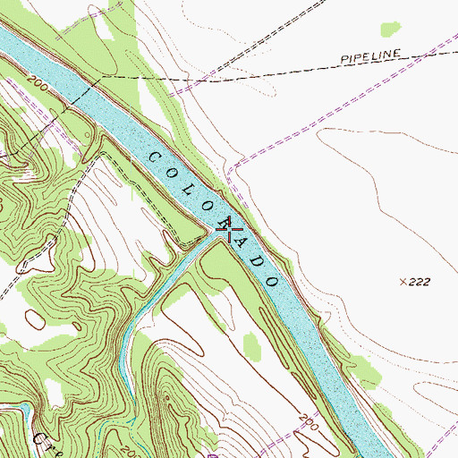 Topographic Map of Harveys Creek, TX