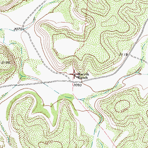 Topographic Map of Harvik Ranch, TX