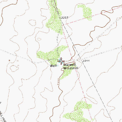 Topographic Map of Harwell Windmill, TX