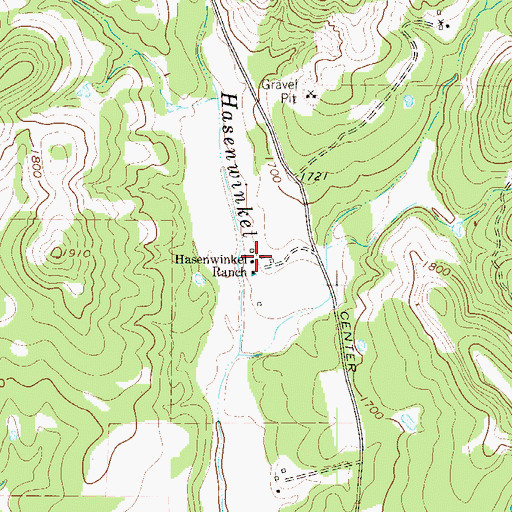 Topographic Map of Hasenwinkel Ranch, TX