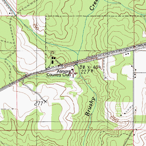 Topographic Map of Atmore Country Club, AL