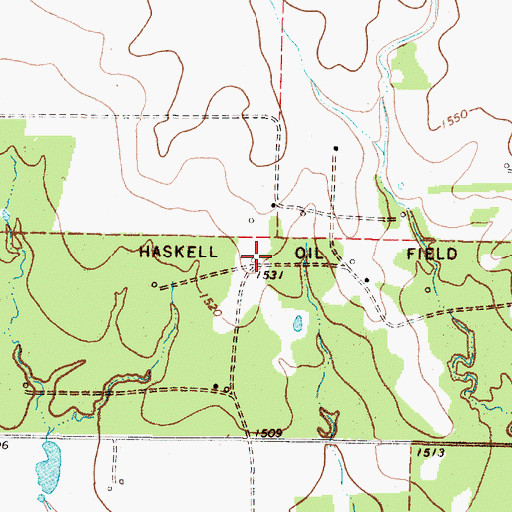 Topographic Map of Haskell Oil Field, TX