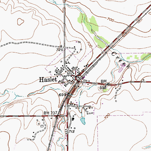 Topographic Map of Haslet, TX