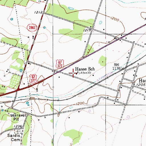 Topographic Map of Hasse School, TX