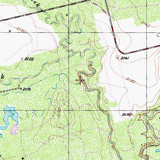Topographic Map of Hasting Creek, TX