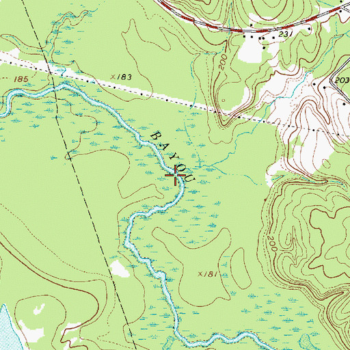 Topographic Map of Hasty Creek, TX