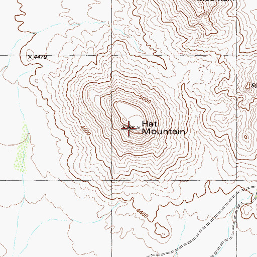 Topographic Map of Hat Mountain, TX