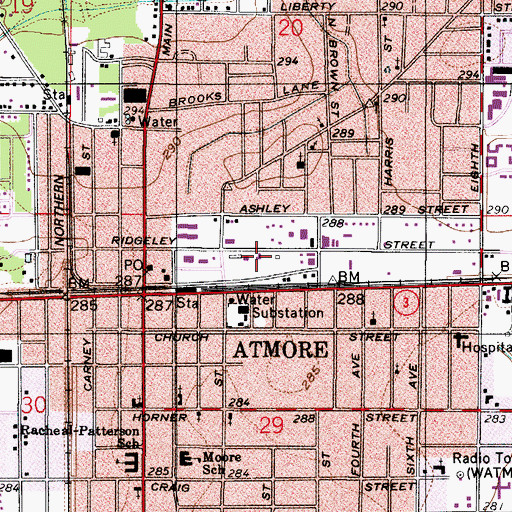 Topographic Map of Atmore Health Center, AL