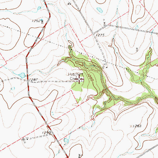 Topographic Map of Hatchett Cemetery, TX