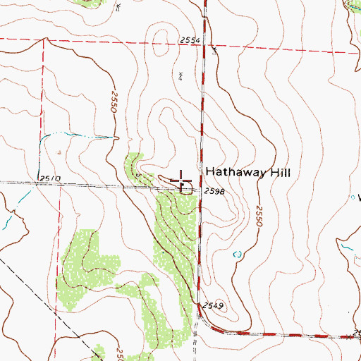 Topographic Map of Hathaway Hill, TX