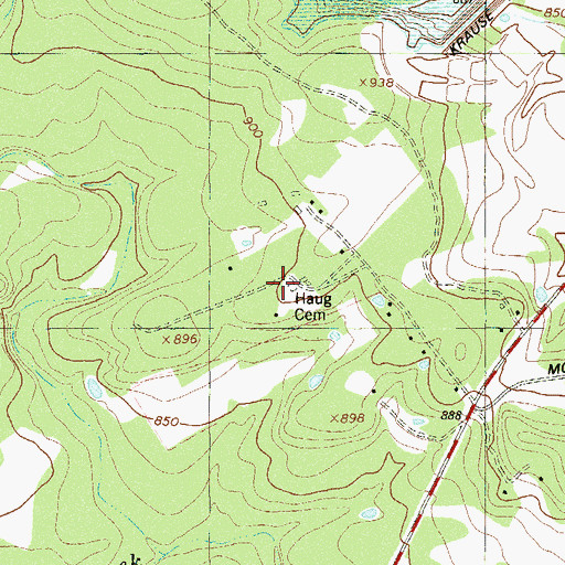 Topographic Map of Haug Cemetery, TX