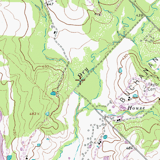 Topographic Map of Haw Branch, TX