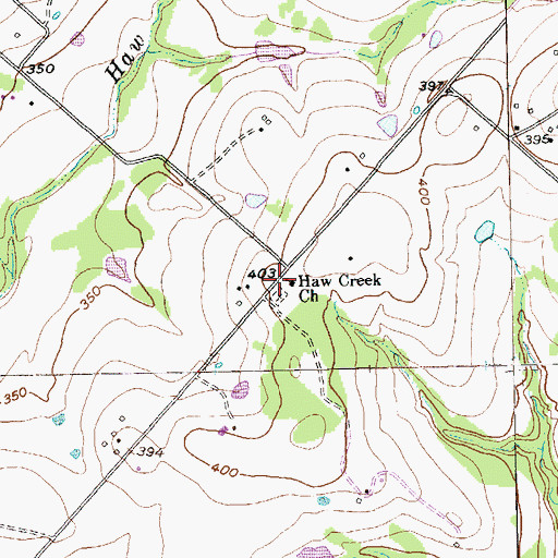 Topographic Map of Haw Creek Church, TX