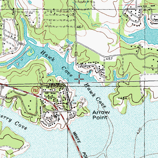 Topographic Map of Hawk Cove, TX
