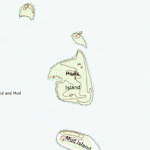 Topographic Map of Hawk Island, TX