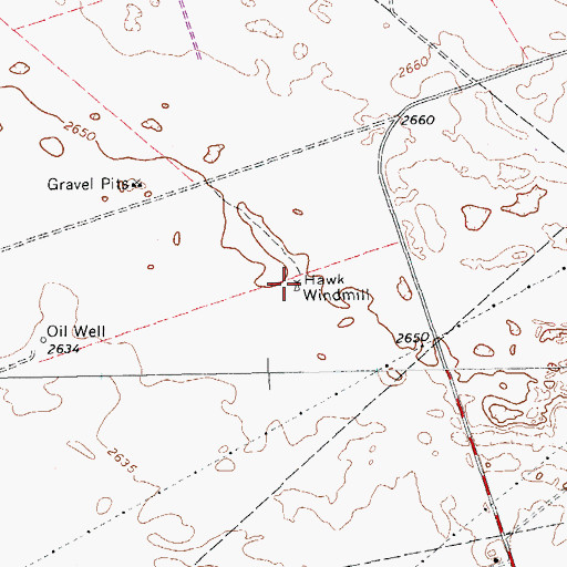 Topographic Map of Hawk Windmill, TX