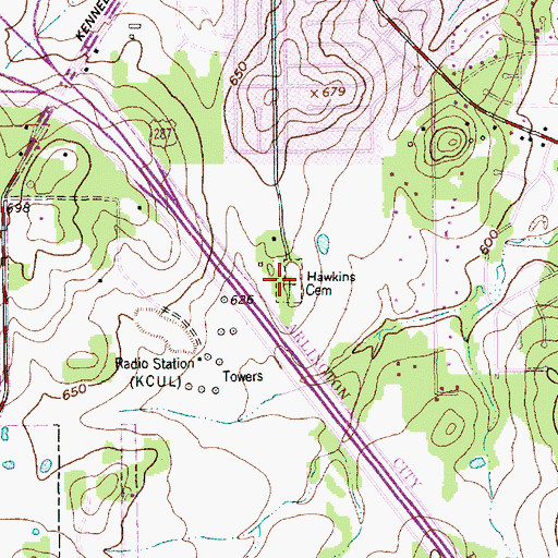 Topographic Map of Hawkins Cemetery, TX