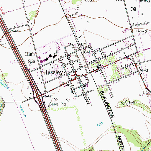 Topographic Map of Hawley, TX