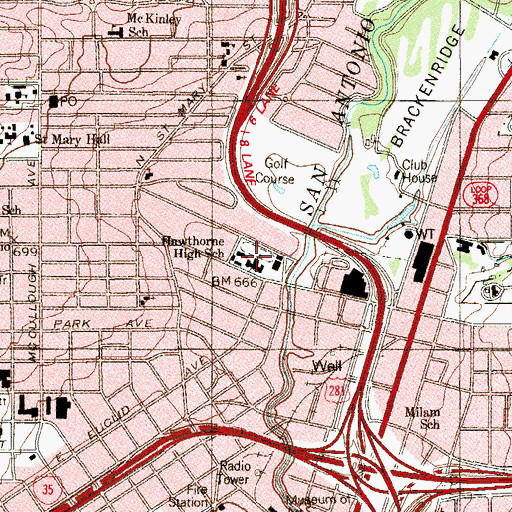 Topographic Map of Hawthorne High School, TX