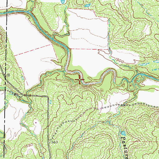 Topographic Map of Hay Branch, TX