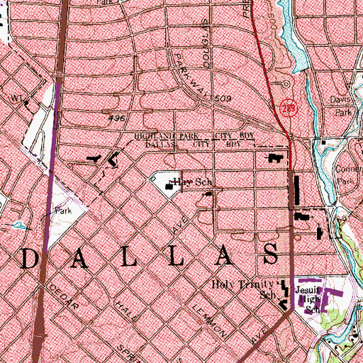 Topographic Map of Hay School, TX