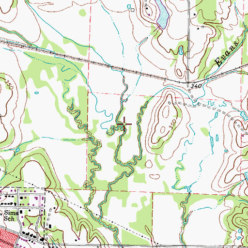 Topographic Map of Hayes Creek, TX