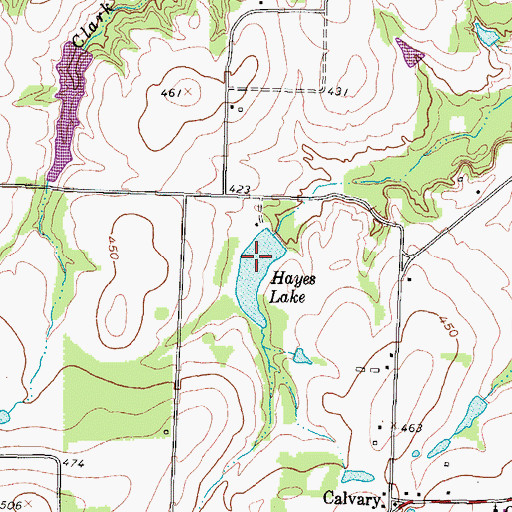 Topographic Map of Hayes Lake, TX