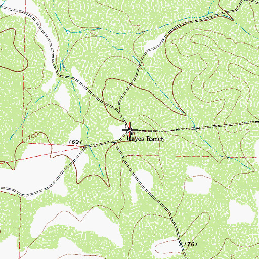 Topographic Map of Hayes Ranch, TX