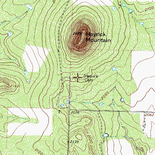Topographic Map of Hayrick Cemetery, TX