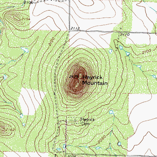 Topographic Map of Hayrick Mountain, TX