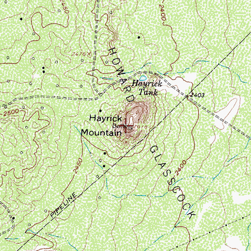 Topographic Map of Hayrick Mountain, TX