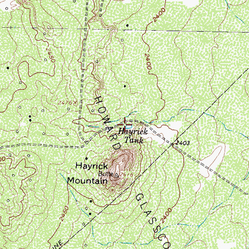 Topographic Map of Hayrick Tank, TX