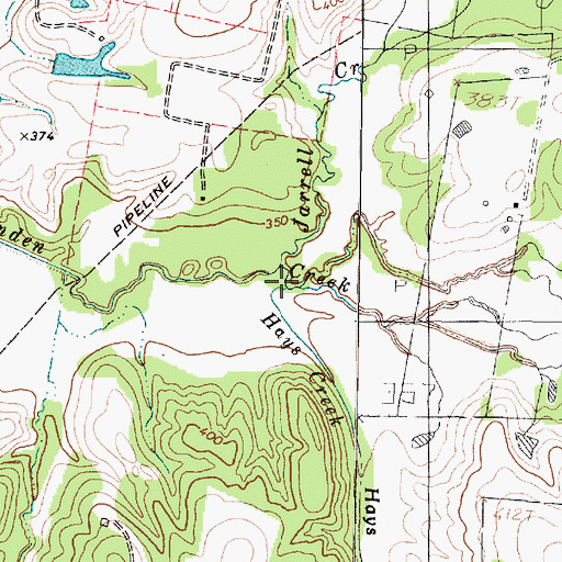 Topographic Map of Hays Creek, TX