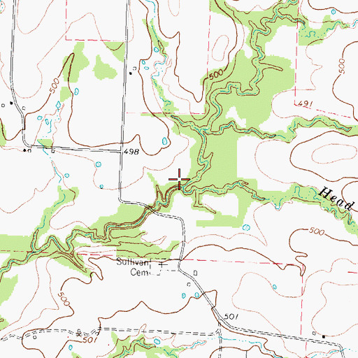 Topographic Map of Head Creek, TX