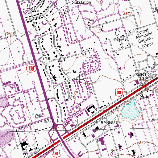 Topographic Map of Headlee Oil Field, TX
