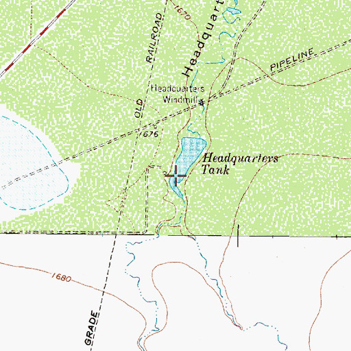 Topographic Map of Headquarters Tank, TX