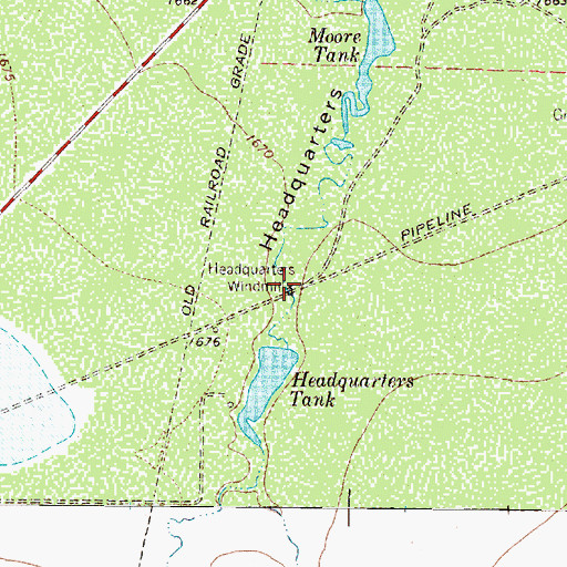 Topographic Map of Headquarters Windmill, TX