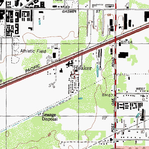 Topographic Map of Heaker, TX