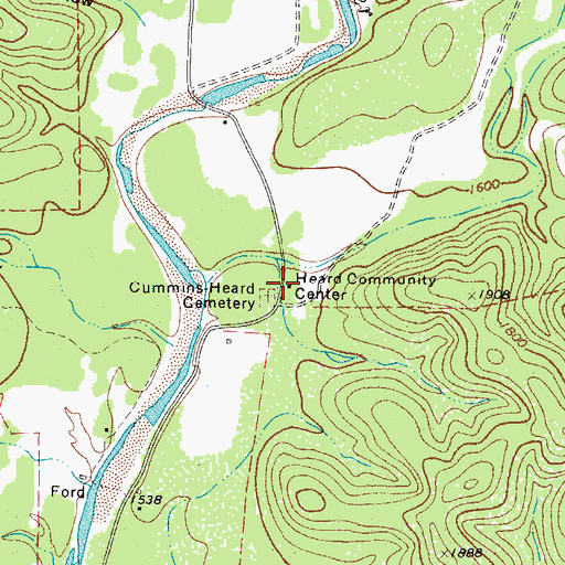 Topographic Map of Heard Community Center, TX
