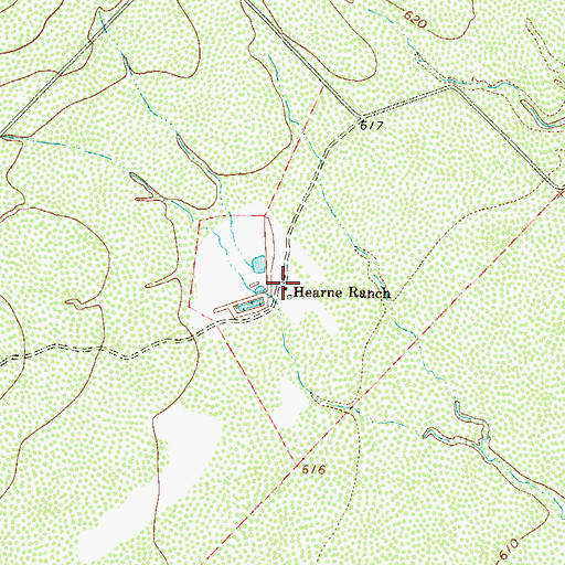 Topographic Map of Hearne Ranch, TX