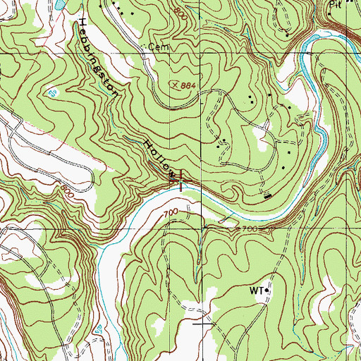 Topographic Map of Hebbingston Hollow, TX