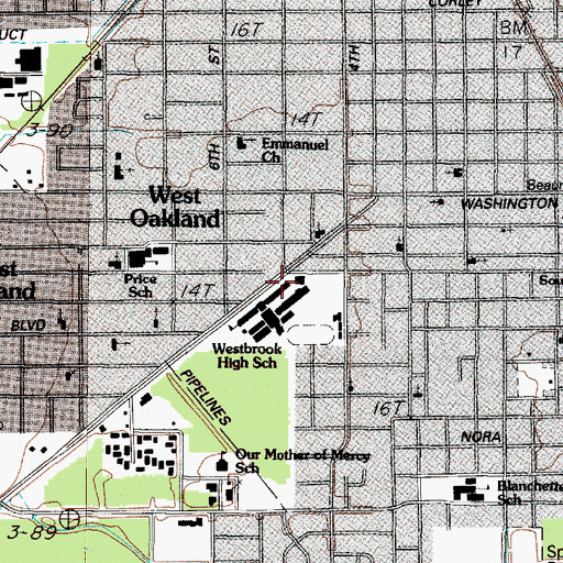 Topographic Map of Hebert High School, TX